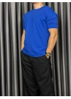 Basic Kollar Dar Kesim Tshirt - Mavi
