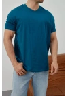Basic Kollar Dar Kesim Tshirt - Petrol