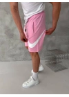 BASKI DETAY 2 İPLİK ŞORT - PEMBE