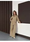 Ceket Palazzo Takım - Krem