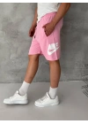 NKE BASKI DETAY 2 İPLİK ŞORT - PEMBE