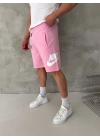 NKE BASKI DETAY 2 İPLİK ŞORT - PEMBE