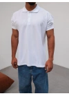 Polo Yaka Kollar Dar Kesim Tshirt - Beyaz