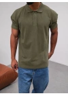 Polo Yaka Kollar Dar Kesim Tshirt - Haki