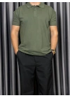 Polo Yaka Kollar Dar Kesim Tshirt - Haki
