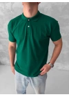 POLO YAKA KOLLAR DAR KESİM TSHİRT - NATUREL YEŞİL