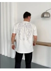 TAŞLI OVERSİZE TSHİRT -BEYAZ