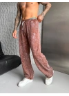 POLO YIKAMALI NAKIŞ 2 İPLİK BAGGY EŞOFMAN - KAHVERENGİ