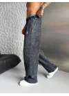 POLO YIKAMALI NAKIŞ 2 İPLİK BAGGY EŞOFMAN - SİYAH