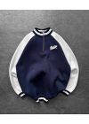 STW BASKI DETAY YARIM FERMUAR 3 İPLİK SWEAT - LACİVERT