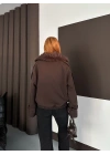 Yaka Peluş Trençkot - Kahverengi