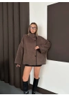 Zara Oversize Kaşe Ceket - Kahverengi