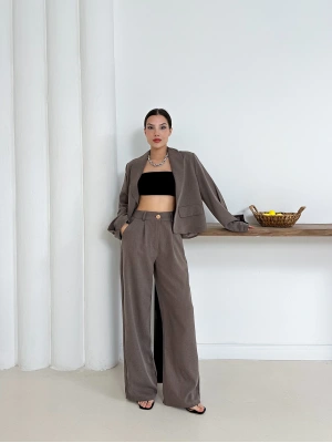 Ceket Palazzo Takım - Kahverengi