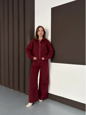 Ceket Palazzo Takım - Bordo