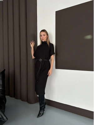 Kemerli Elbise - Siyah