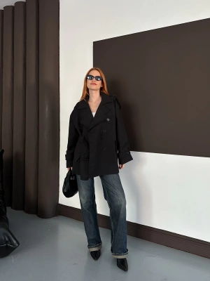 Kısa Trençkot - Siyah