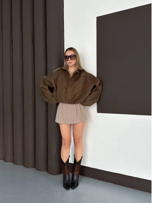 Süet Bomber Ceket - Yeşil