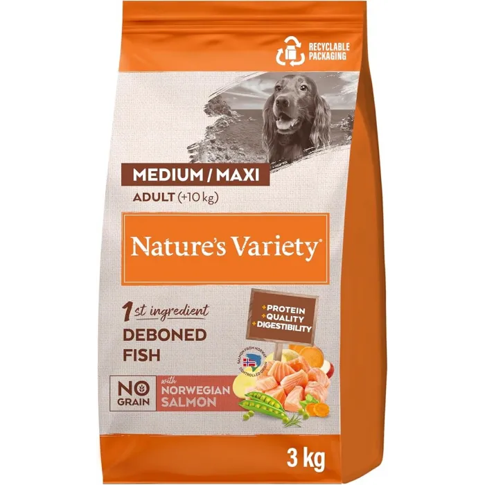 NATURES VARIETY ADULT MEDIUM MAXI SALMON GRAIN FREE 3KG