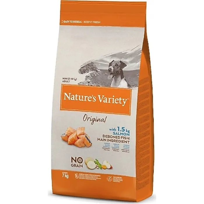 NATURES VARIETY ADULT MINI MORWEC SALMON GRAIN FREE 7KG
