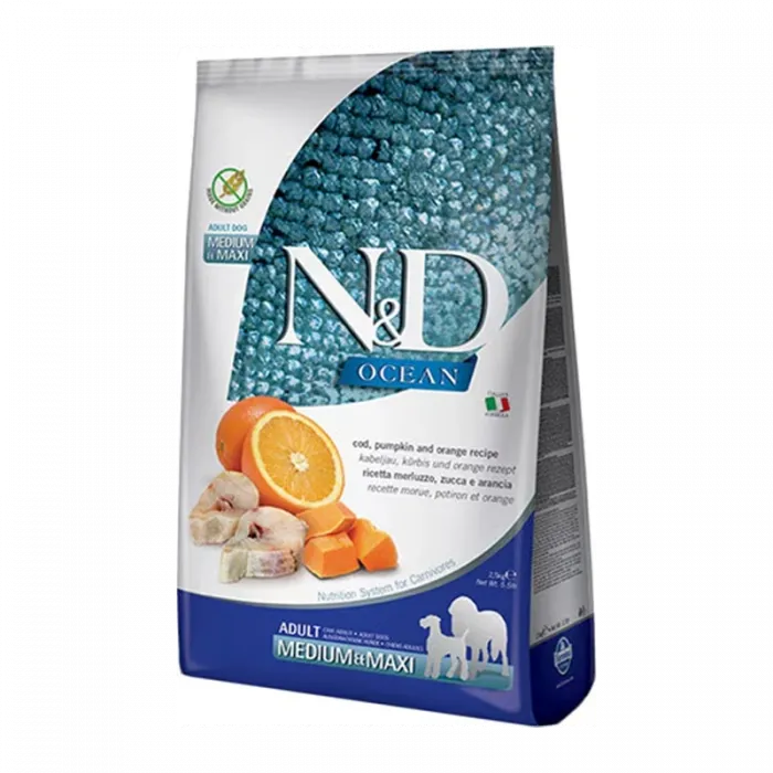 N&D A.G. ADULT OCEAN MEDIUM MAXI MORİNA BALIK PORTAKAL 12 KG