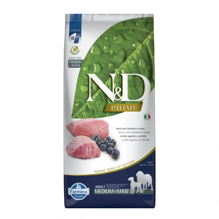N&D PRİME ADULT MEDIUM MAXI KUZU & YABAN MERSİNİ 12 KG