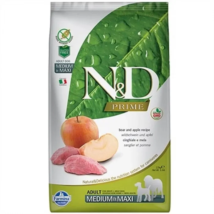 N&D PRİME ADULT MEDIUM MAXI YABAN DOMUZU & ELMA 12 KG