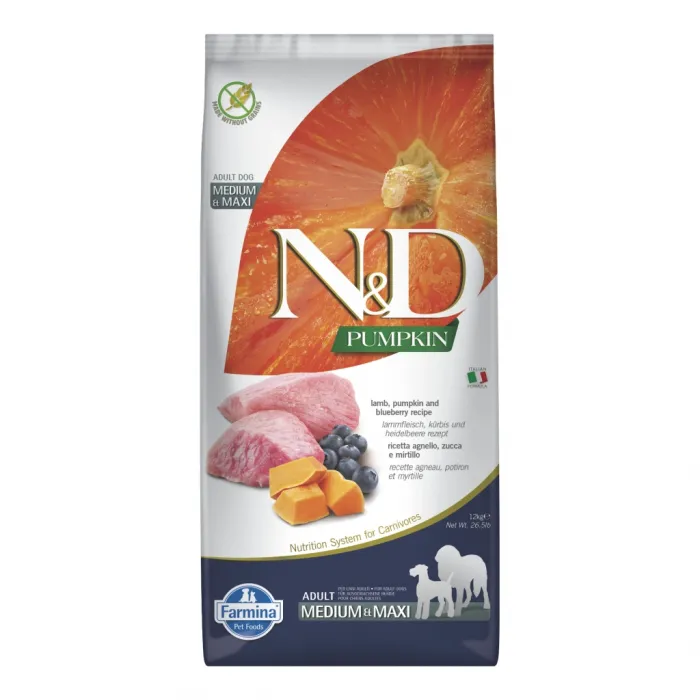 N&D PUMPKIN ADULT MEDIUM MAXI KUZU & YABAN MERSİNİ 12 KG