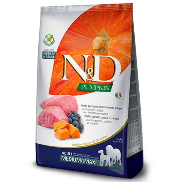 N&D PUMPKIN ADULT MEDIUM MAXI KUZU & YABAN MERSİNİ 2,5 KG