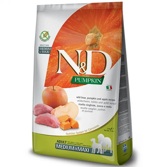 N&D PUMPKIN ADULT MEDIUM MAXI YABAN DOMUZU & ELMA 2,5 KG