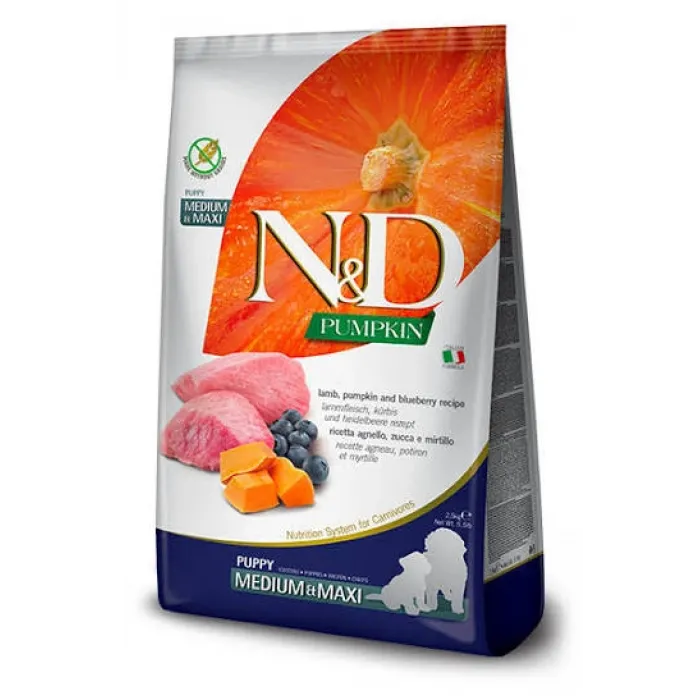 N&D PUMPKIN PUPPY MEDIUM MAXI KUZU & YABAN MERSİNİ 12 KG
