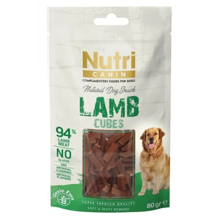 NUTRİ NATURAL DOG SNACK LAMB CUBES  80 GR M-006