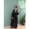 Pileli Uzun Parlak Etek Siyah