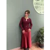 Saten Uzun Etek Bordo