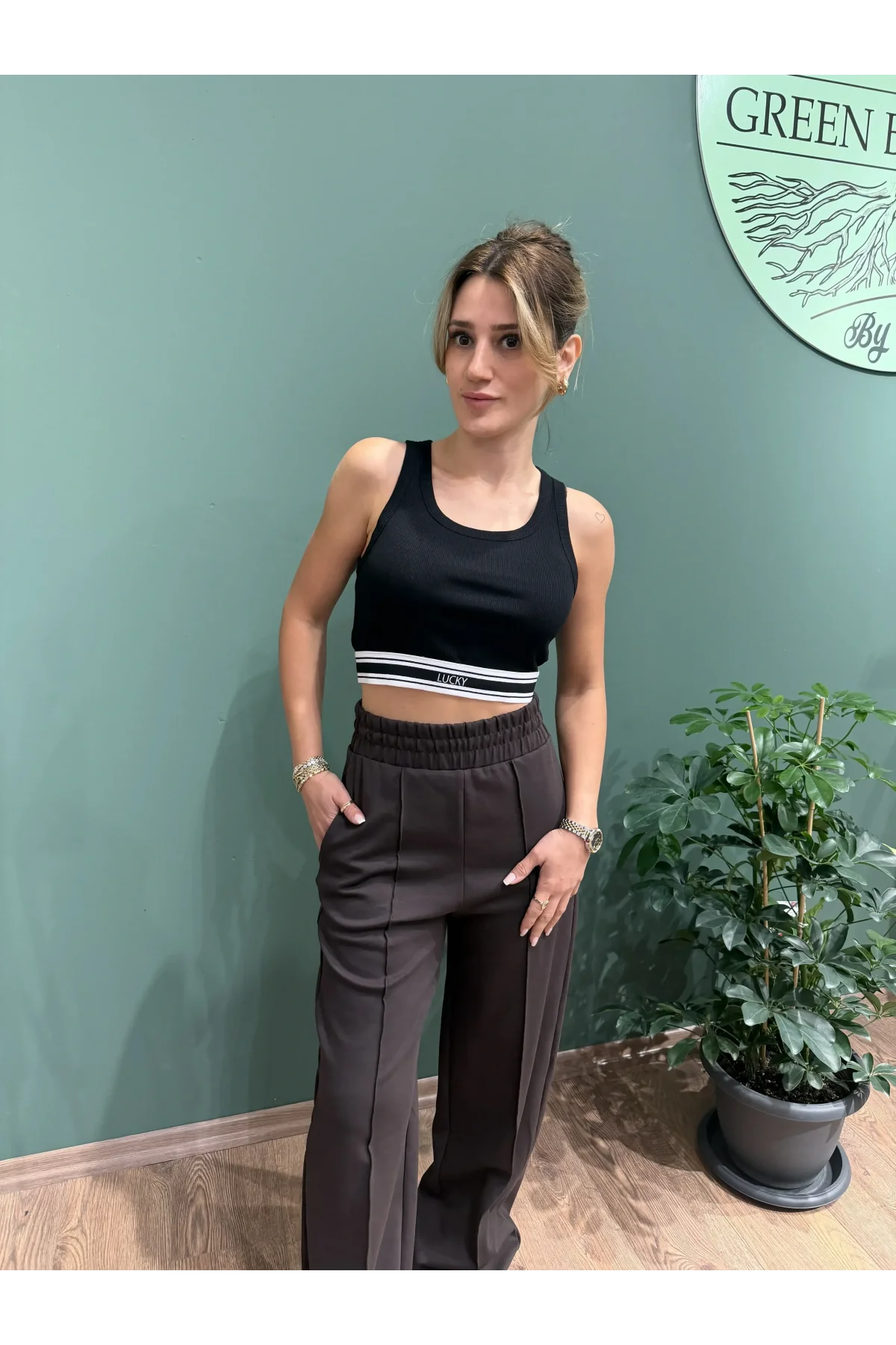 Beli Lastikli Rahat Kalıp Eşofman Alt Acıkahve