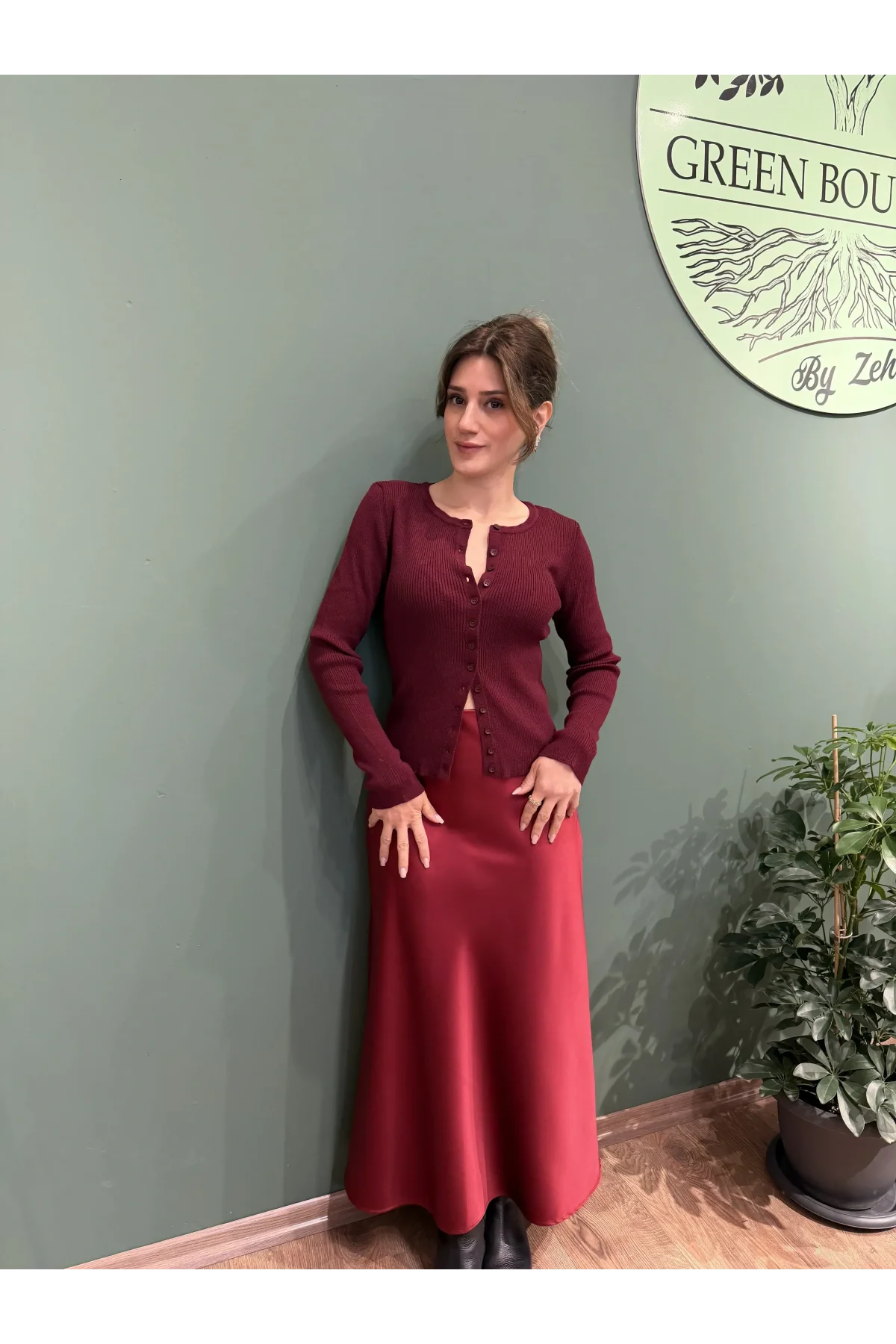 İnce Triko Hırka Bordo