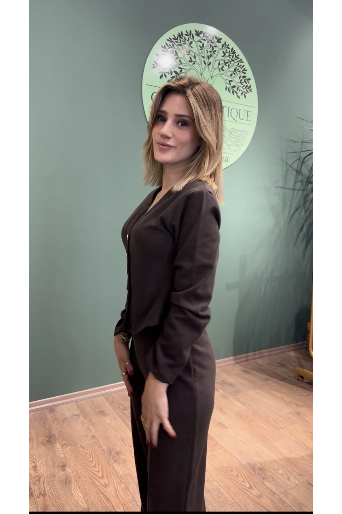 Selanik Triko Model Hırka Pantolon Takım Acıkahve