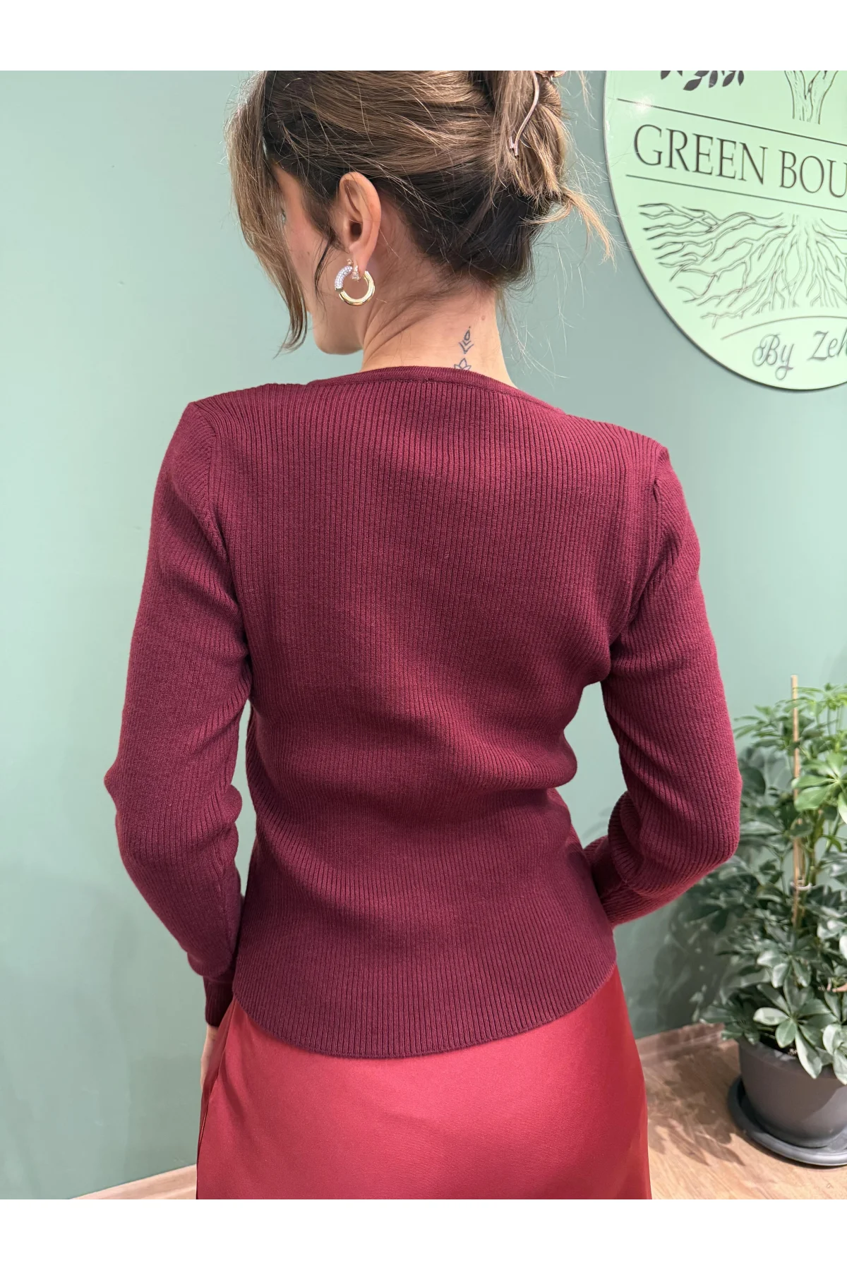 İnce Triko Hırka Bordo