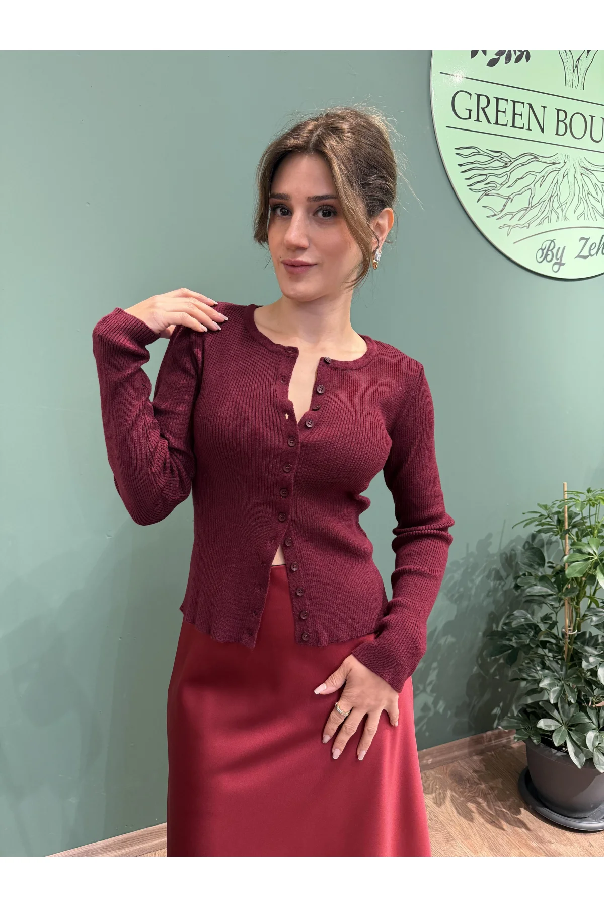 İnce Triko Hırka Bordo