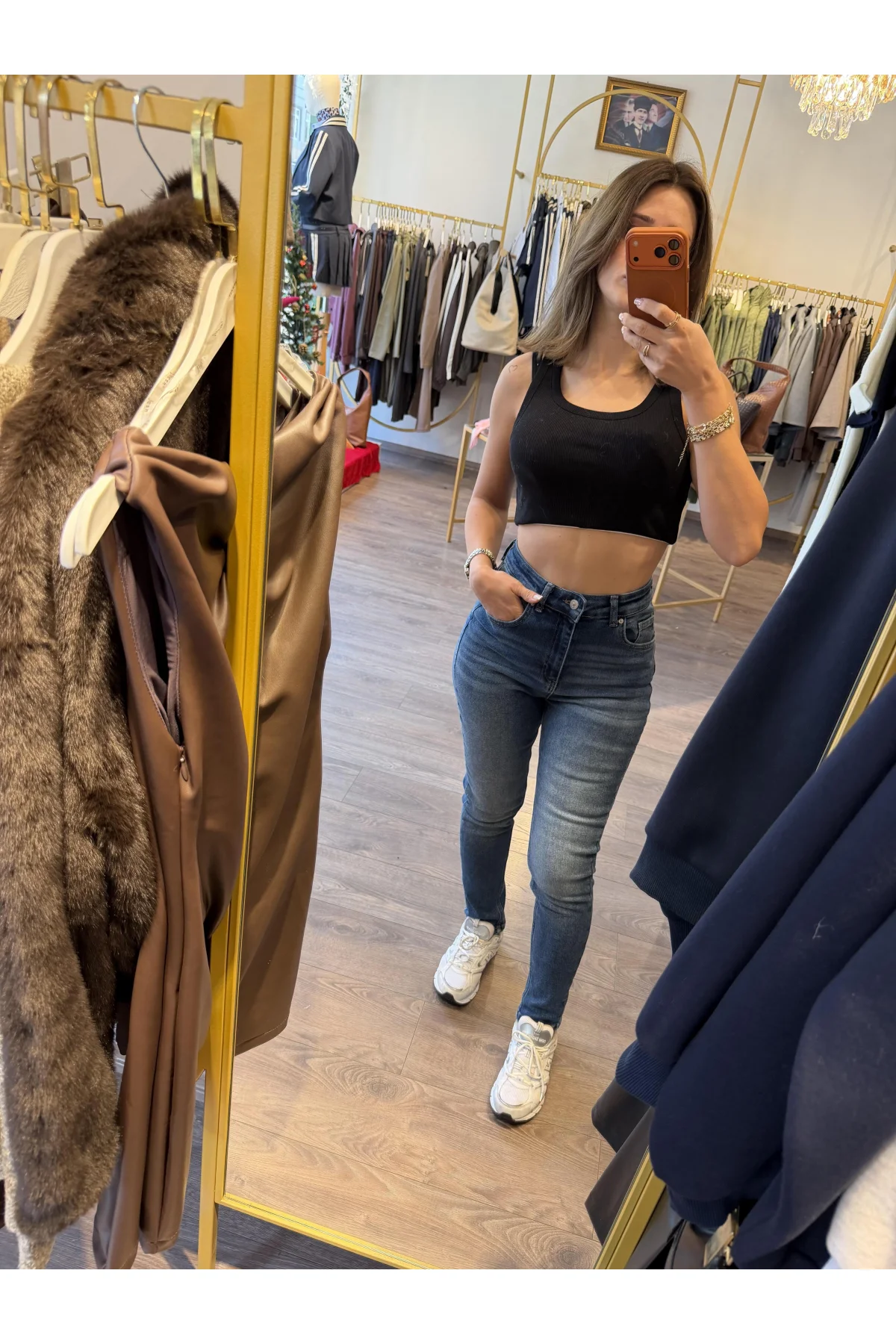 Yüksek Bel Dar Paça Jean Pantolon