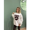 Baskı Detaylı Sweatshirt Ekru