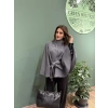 Dik Yaka Kuşaklı Kaşe Panço Gri