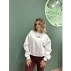 Nakış Detaylı Şardonlu Kalın Sweatshirt Ekru