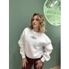 Nakış Detaylı Şardonlu Kalın Sweatshirt Ekru