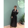 Pileli Uzun Parlak Etek Siyah