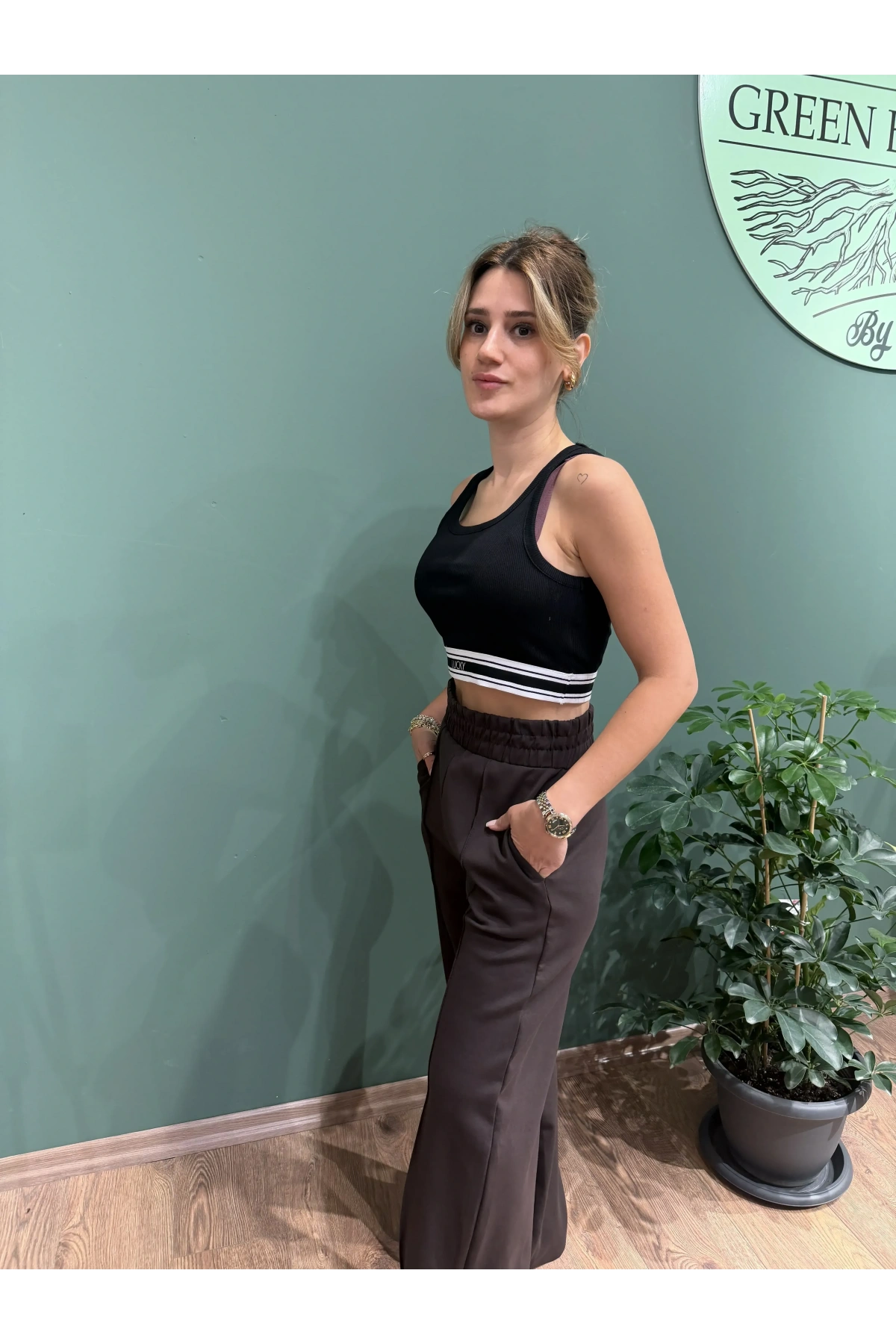 Beli Lastikli Rahat Kalıp Eşofman Alt Acıkahve