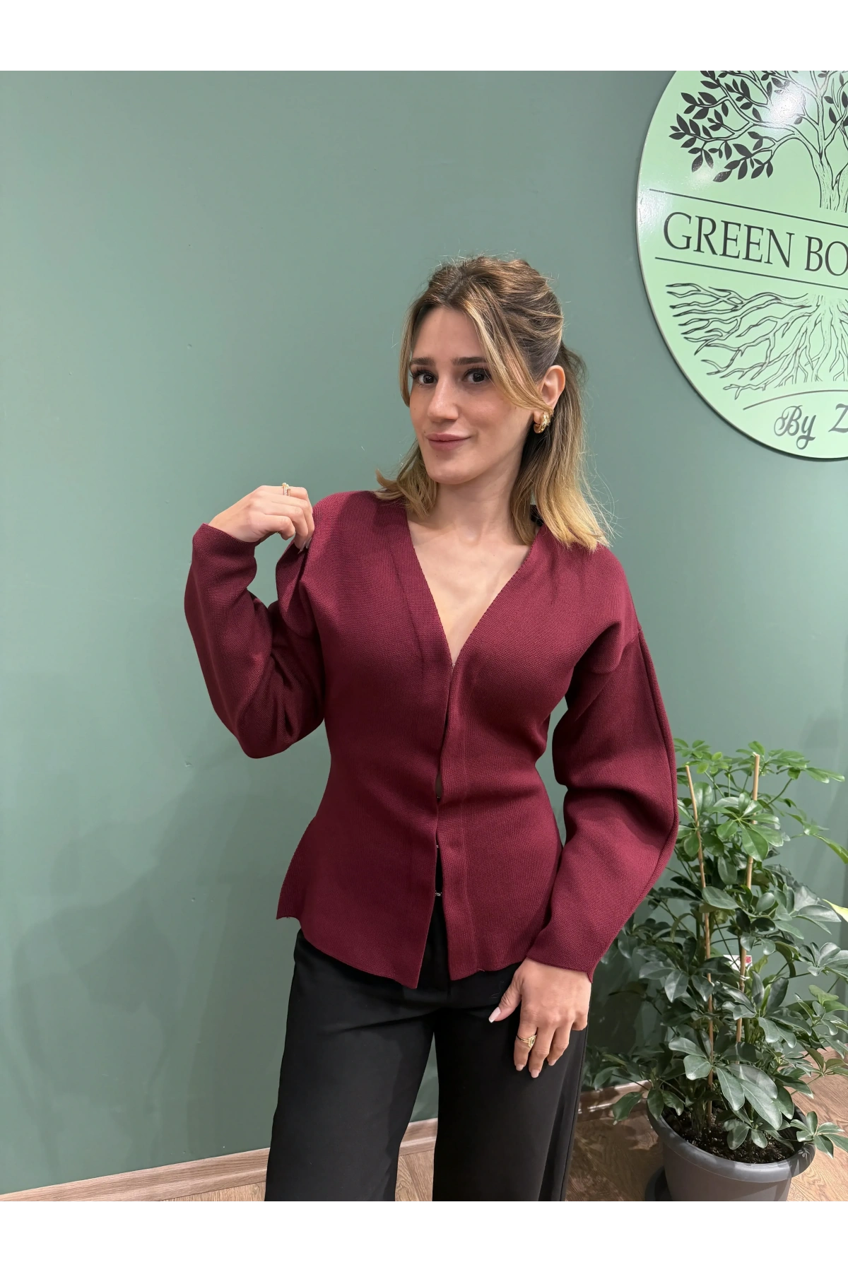 Çelik Örgü Hırka Bordo