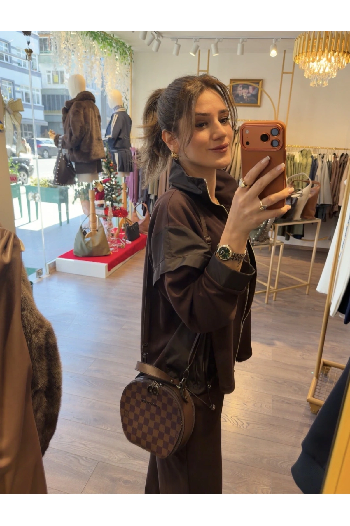 Kahve Paraşüt Detaylı Ön Fermuarlı Marka Model Takım