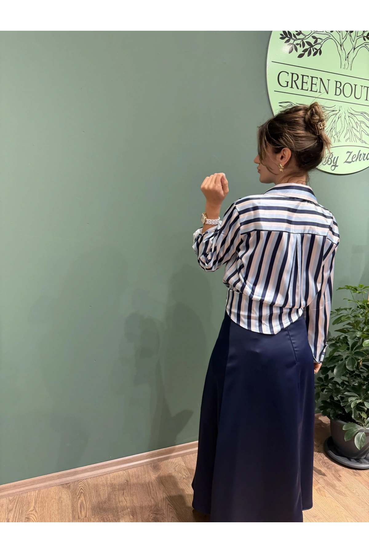 Midi Boy Saten Etek Lacivert