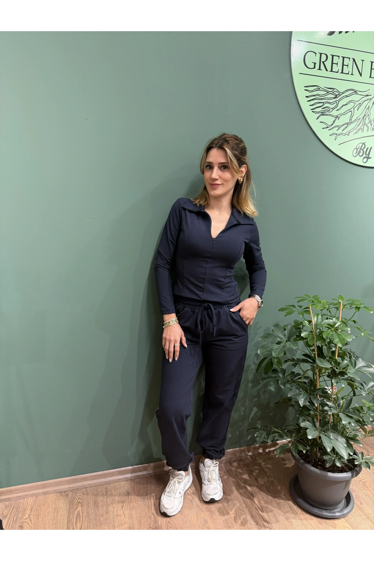 Modal Kumaş Beli ve Paçası Lastikli Eşofman Takım Lacivert