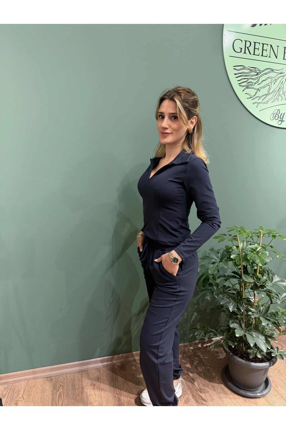 Modal Kumaş Beli ve Paçası Lastikli Eşofman Takım Lacivert